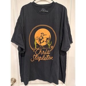 Chris Stapleton Mens 3XL Black Graphic T-Shirt Country Music Bronco Cowboy Tour